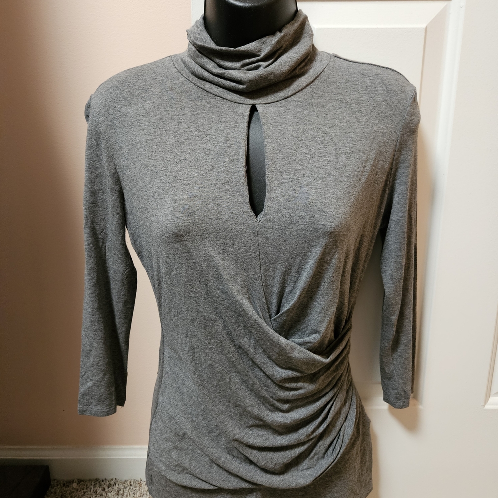 New York & Company Gray Drape Blouse